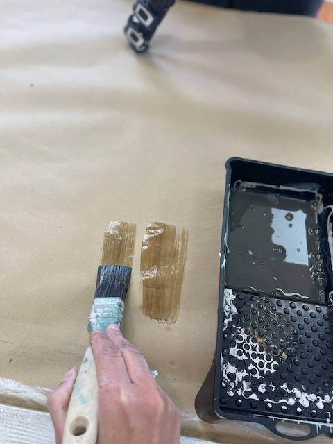 Imitación efecto madera en mármol 18 Pátina nogal rebajada con agua