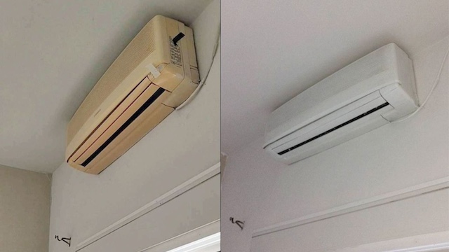 Como pintar un microondas 30 Aire acondicionado pintado de Blanco Perla