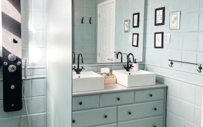 Baño pintado con Ceramic Azul Vintage