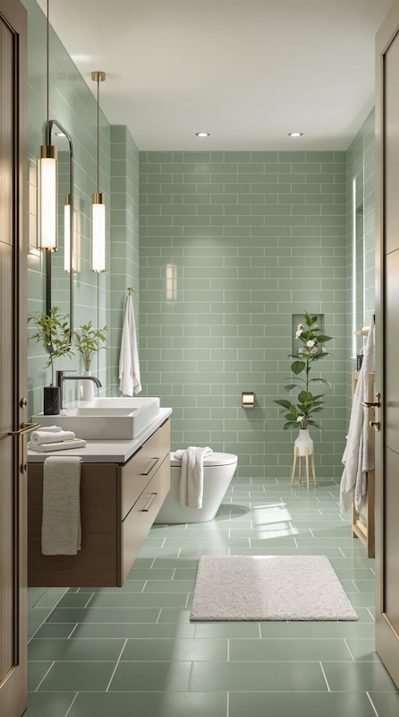 Baño en color verde agua
