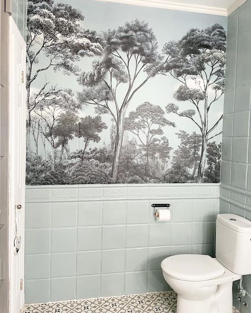 Qué pintura elegir para pintar azulejos 7 Baño pintado con Ceramic y papel pintado