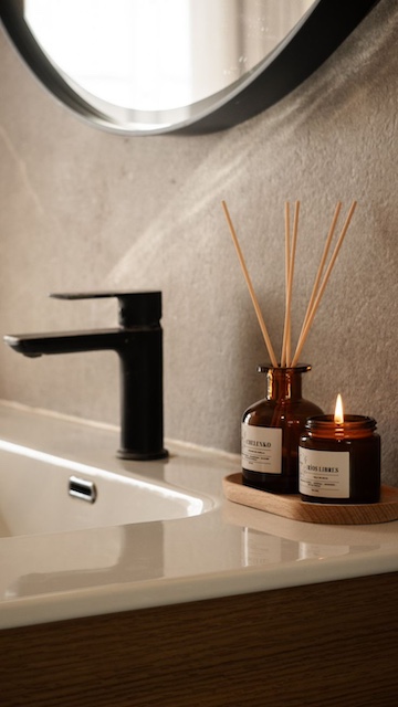 Ideas para pintar baños con el arte del Feng Shui: decoración elemento fuego velas