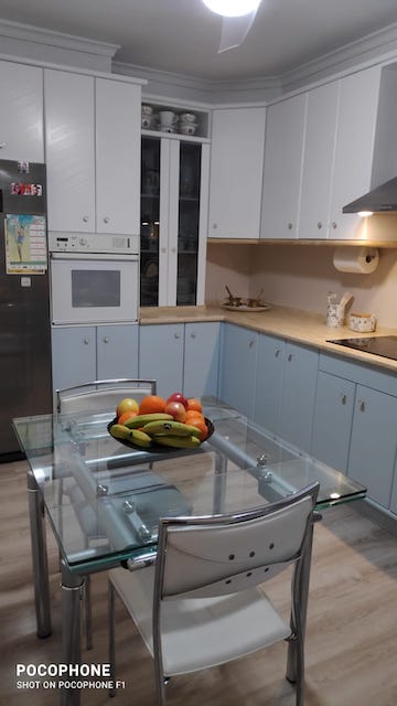 Imitación efecto madera en mármol 33 Cocina pintada y encimera