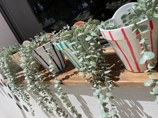 Ideas para pintar macetas de terracota con estilo 17 Macetas de terracota pintadas con plantas en alfeizar