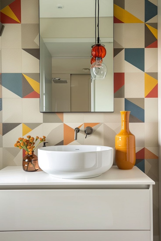 Baño estilo mid-century