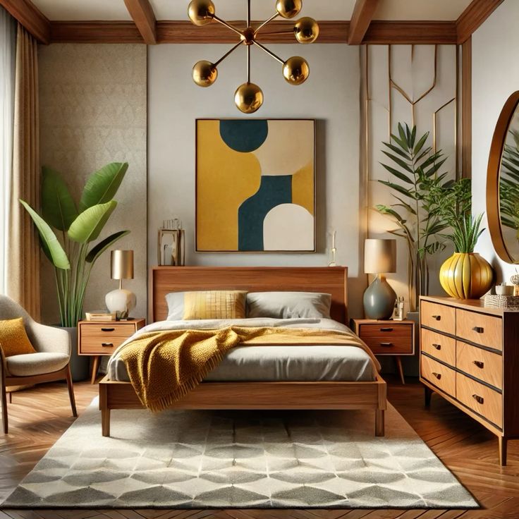 Dormitorio estilo mid-century
