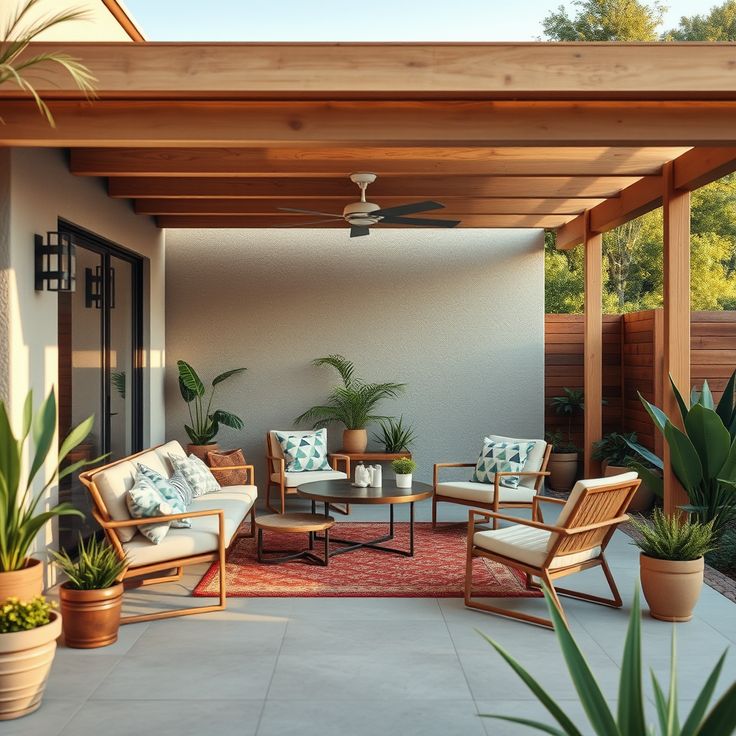 Terraza estilo mid-century