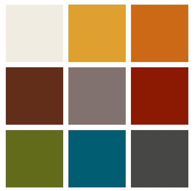 Paleta de color estilo mid-century