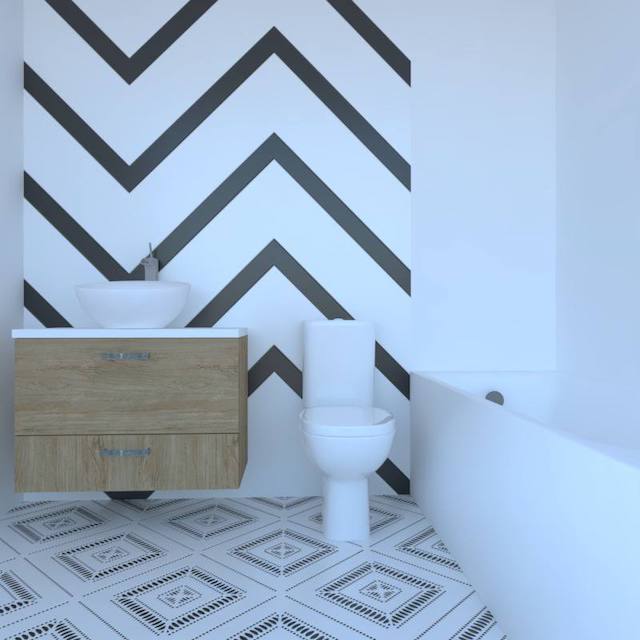 Pintar el suelo del baño con plantilla