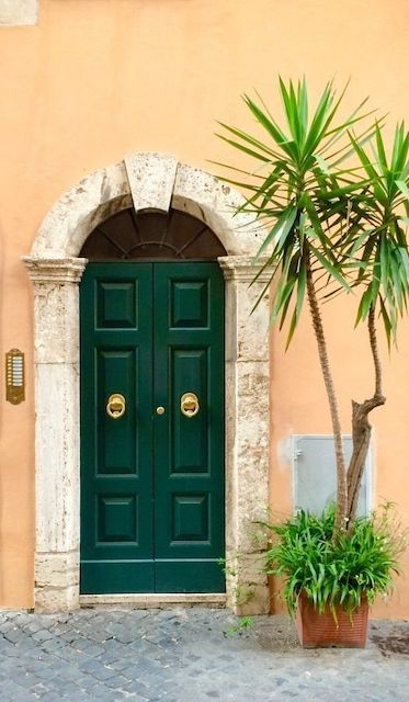Puerta de entrada verde oscuro