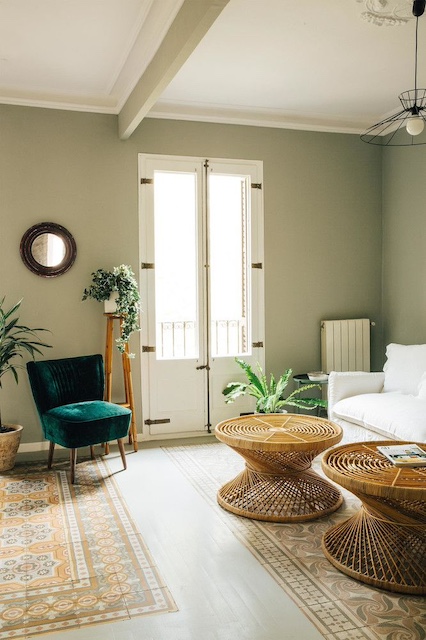 Pintar paredes de salón: Verde Piedra