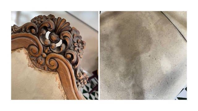 Detalles del estado del sillon que vamos a pintar con chalk paint