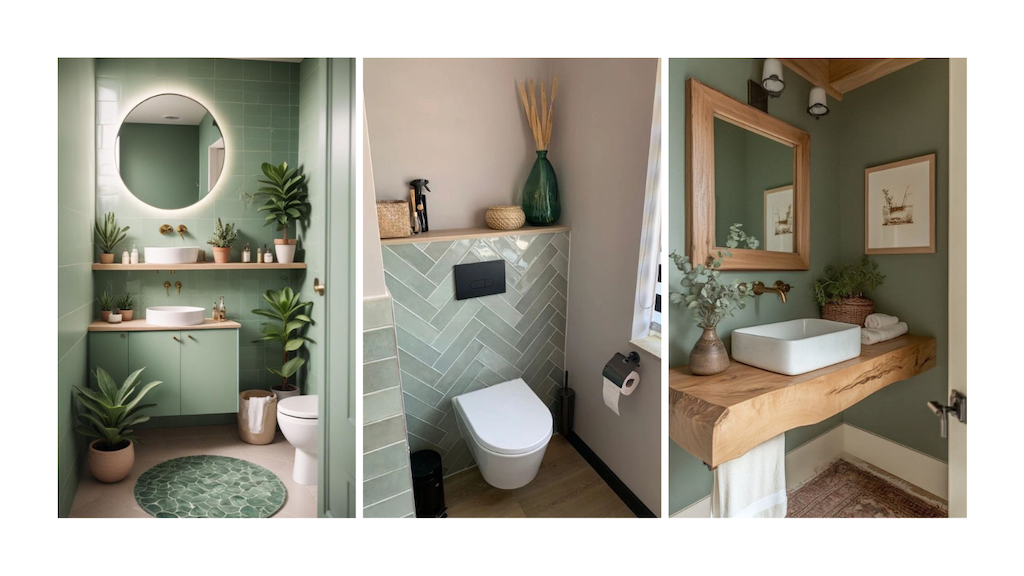 Aseos en tonos verdes