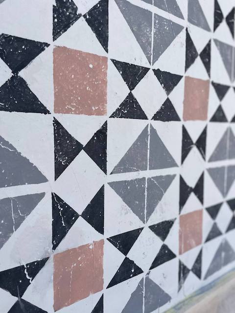 Efecto azulejos pintados de cocina exterior desgastado