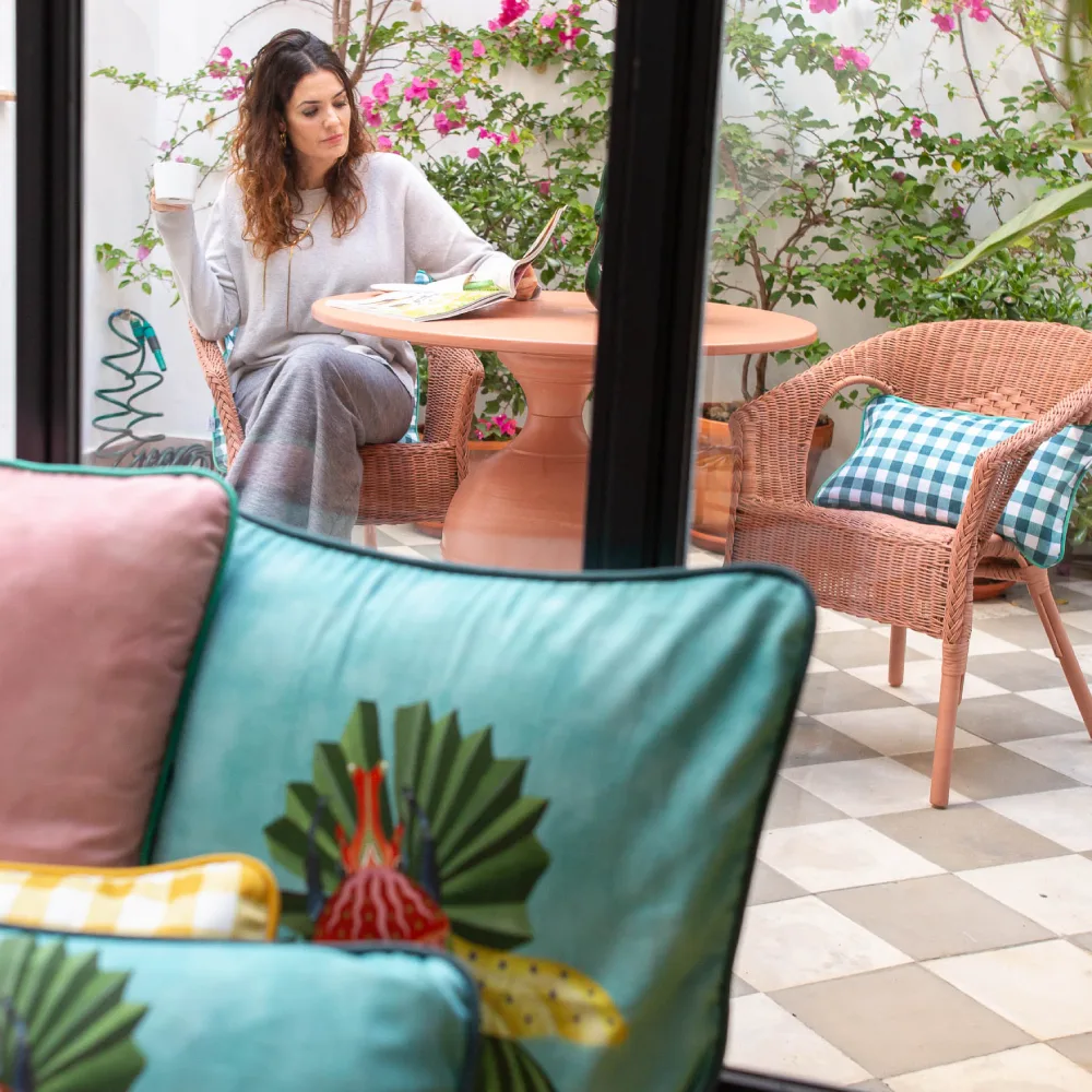 Funda Cojín Beetle Azul Vintage 50x50 1 Funda Cojín Beetle Azul Vintage 50x50