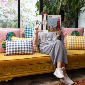 Funda Cojín Vichy Fuerteventura bordón Rosa 30x50