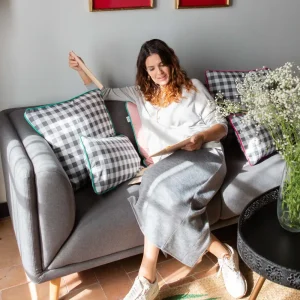 Funda Cojín Vichy Fuerteventura bordón Verde 50x50