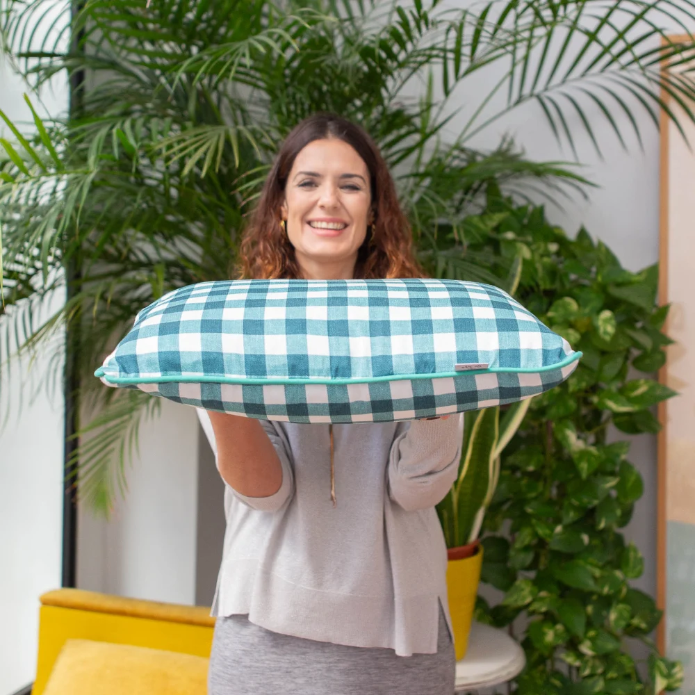 Funda Cojín Vichy Baresse bordón Verde 50x50 1 Funda Cojín Vichy Baresse bordón Verde 50x50