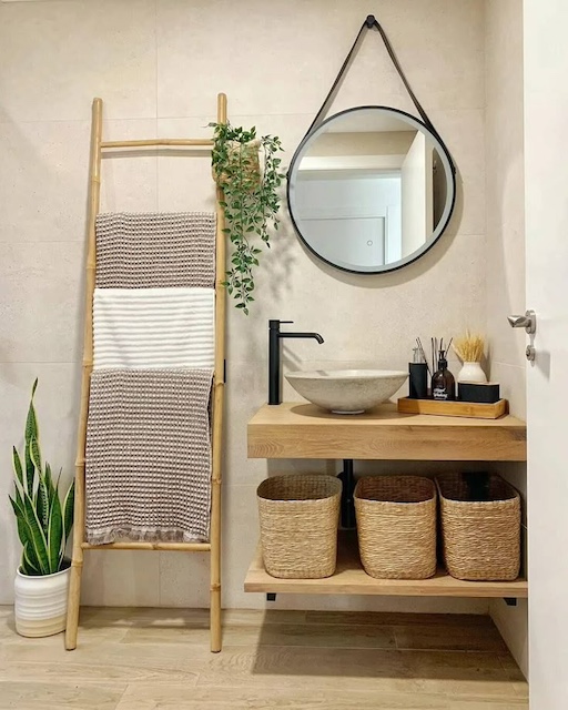Ideas para pintar baños con el arte del Feng Shui: decoración elemento madera