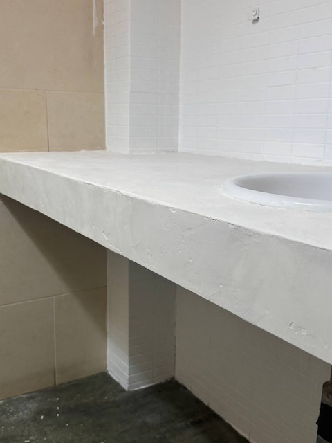 Acabado efecto cemento en encimeras