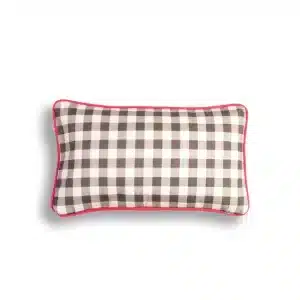 funda de cojin vichy gris bordon rosa