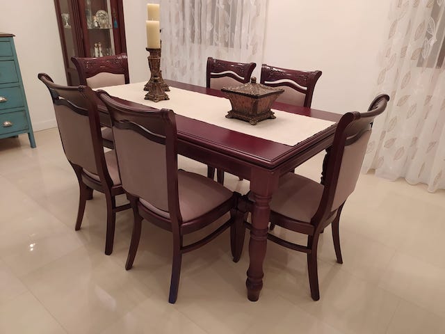 Cómo pintar una mesa de madera de comedor 31 mesa comedor antes lino
