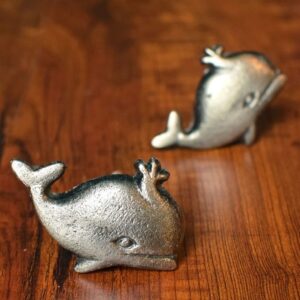 Tiradores y Pomos 25 Pack de 2 tiradores Ballena Plateada