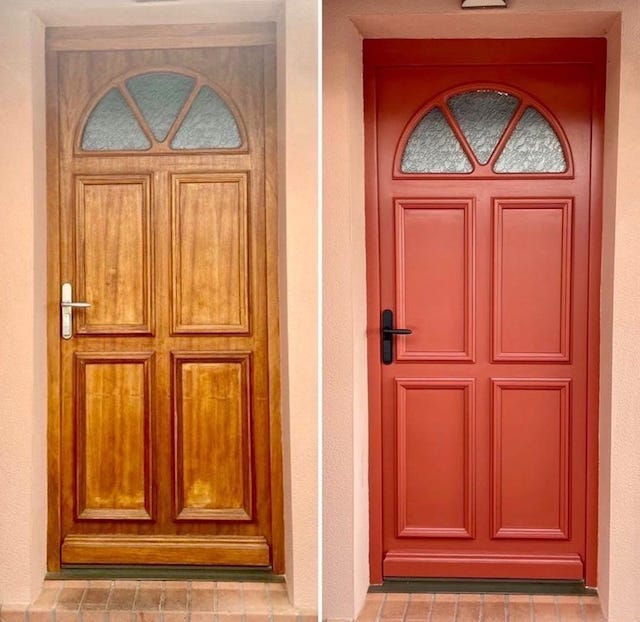 Cambios 2022 con chalk paint 7 puerta entrada rojo calabaza