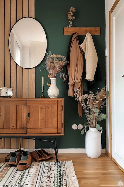 Recibidor mitad pintado mitad madera