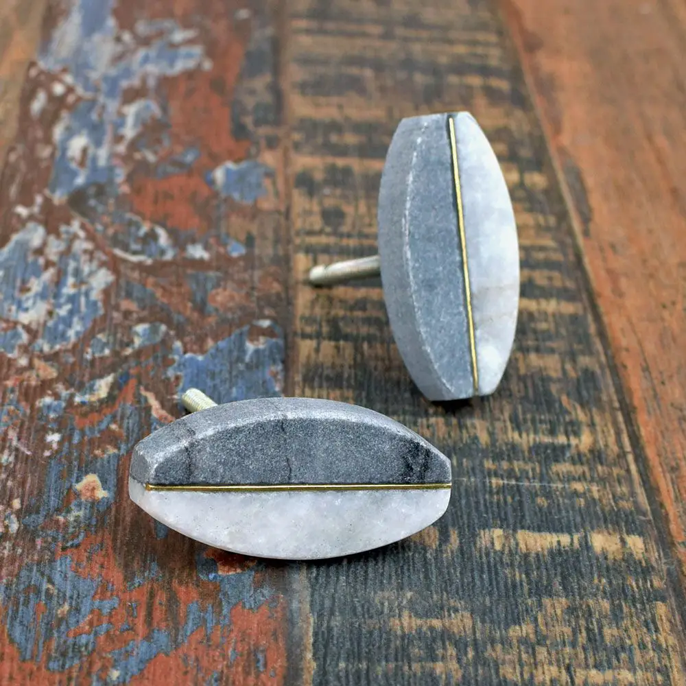 Pack de 2 Tiradores Ovalo Gris Blanco 1 Pack de 2 Tiradores Ovalo Gris Blanco