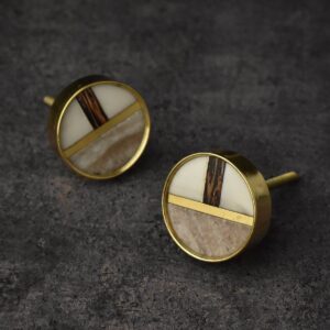 Pack de 2 tiradores Piedra Latón y Madera