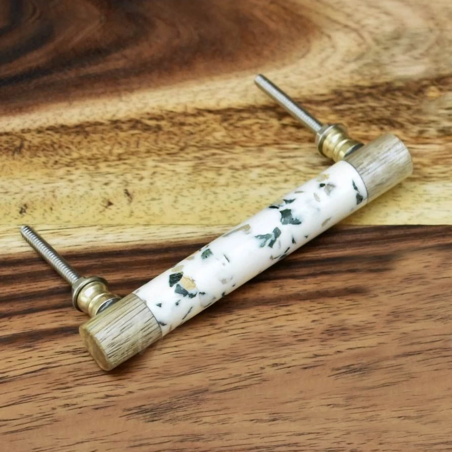 Pack de 2 tiradores Madera y Terrazo Verde 1 Pack de 2 tiradores Madera y Terrazo Verde